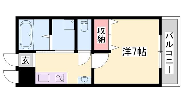 ラフェスタ妻鹿(1K/2階)の間取り写真