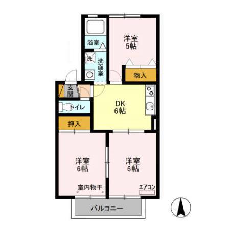 パークメゾンA(3DK/1階)の間取り写真