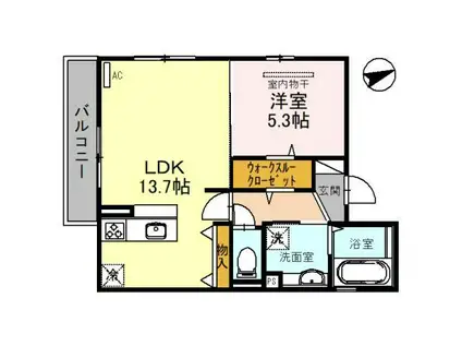 イーグル(1LDK/3階)の間取り写真