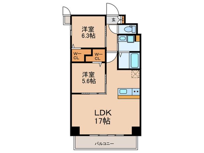 博多グランドレジデンス(2LDK/7階)の間取り写真
