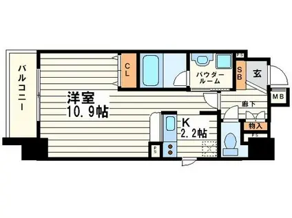 ブラービ上本町(1K/12階)の間取り写真