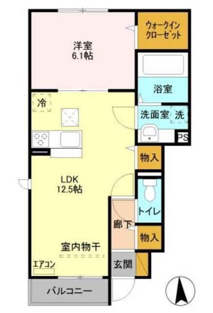 グリーンコーポシティ前川B(1LDK/1階)の間取り写真