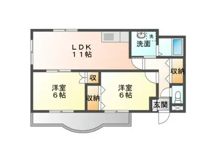 クレベール(2LDK/2階)の間取り写真
