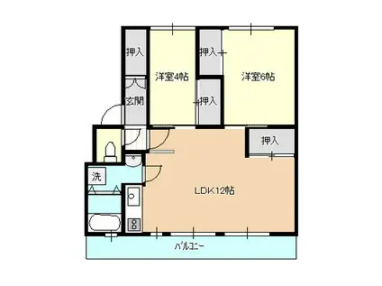 サルヴァトーレ堂崎(2LDK/3階)の間取り写真