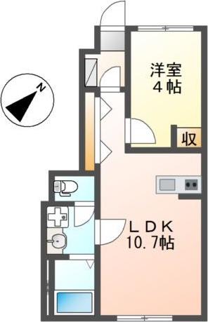 ベルメゾン矢取II(1LDK/1階)の間取り写真