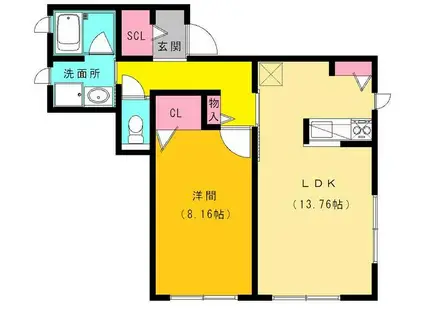 TOKOHA芦屋(1LDK/1階)の間取り写真
