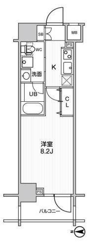ステージグランデ錦糸町II(1K/9階)の間取り写真