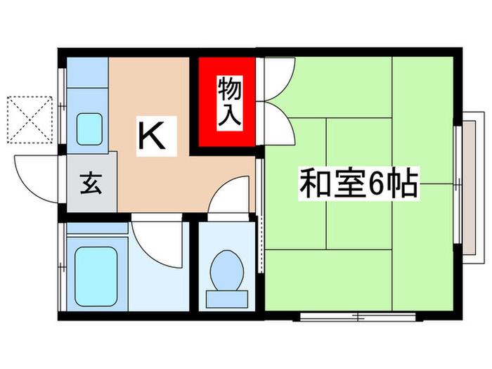 當麻ハイツ(ワンルーム/2階)の間取り写真