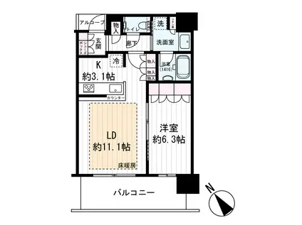 ザ・パークハウス中之島タワー(1LDK/20階)の間取り写真