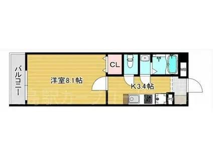 あさひの里(1K/3階)の間取り写真