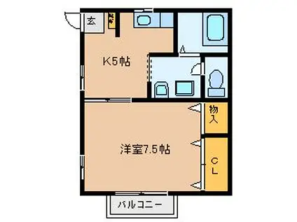 センチュリー155(1DK/1階)の間取り写真