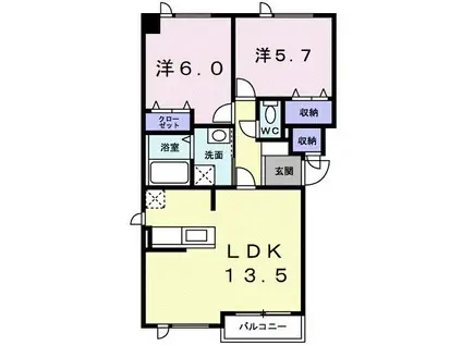 レスプランドール(2LDK/2階)の間取り写真