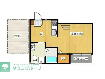 CHOCOLATEⅡ(ワンルーム/2階)の間取り写真