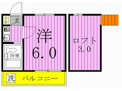 アネックス新松戸77(1K/2階)の間取り写真