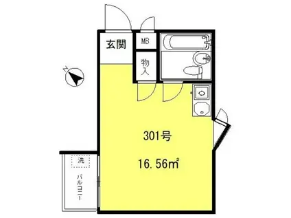 正和ハイツ(ワンルーム/3階)の間取り写真