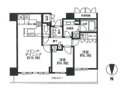 ニューシティー東戸塚 ル・パルクシェルC棟(2LDK/17階)の間取り写真
