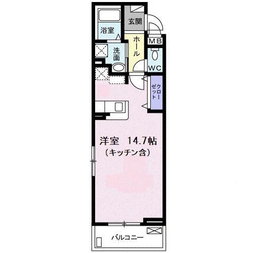 ルーチェ ソラーレ(1K/2階)の間取り写真