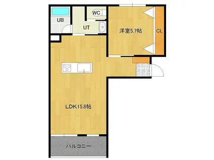 OCEANUS.ACTII(1LDK/2階)の間取り写真