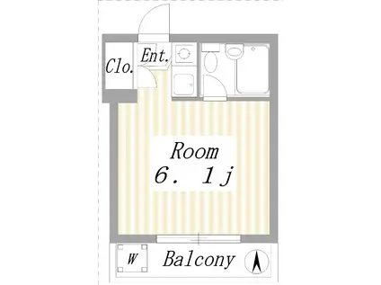 スプリングハイツ(ワンルーム/2階)の間取り写真