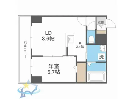 レゾ札幌(1LDK/6階)の間取り写真