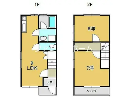 白帆ハイツ(2LDK/1階)の間取り写真