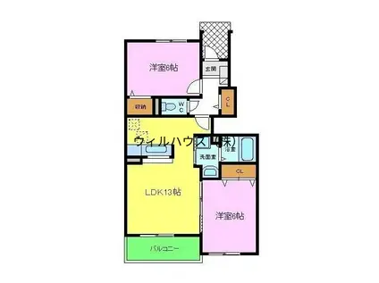 トゥージュールアンサンブル(2LDK/1階)の間取り写真