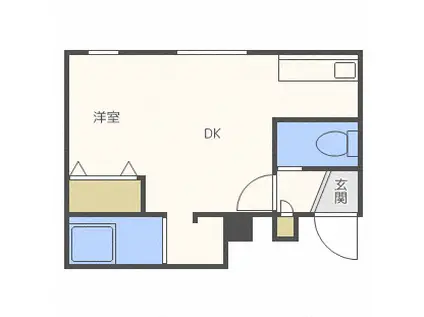 ルミエール北28条B棟(1K/3階)の間取り写真