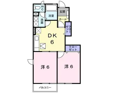 ＪＲ常磐線 高萩駅 徒歩14分 2階建 築25年(2DK/1階)の間取り写真
