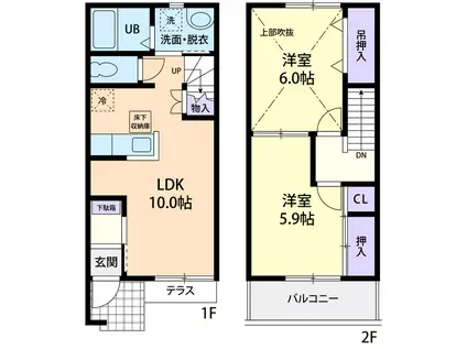 アンフィニジャンHA(2LDK/1階)の間取り写真