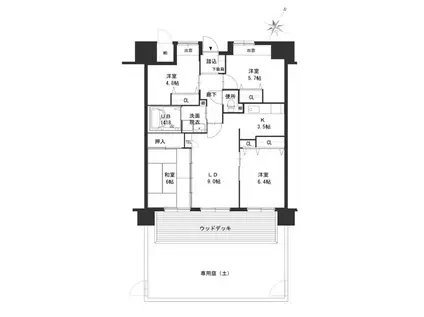 クラシオン荒江1棟(4LDK/1階)の間取り写真