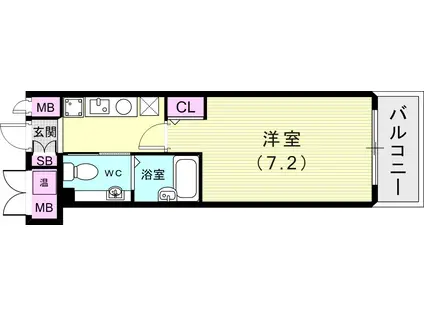 アロハ三宮(1K/2階)の間取り写真