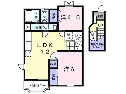 カーサ・フレッサB(2LDK/2階)の間取り写真