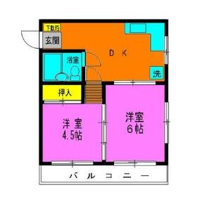 コジマハイツ(2DK/1階)の間取り写真