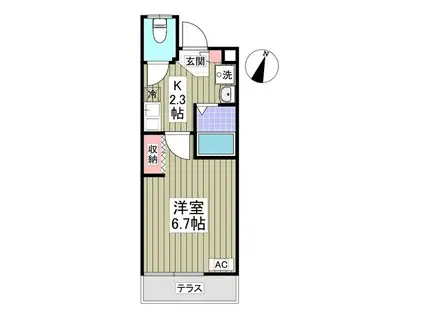 OWL 東川口(1K/1階)の間取り写真