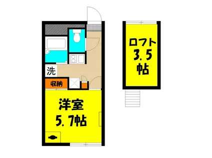 ヴィラインゼル(1K/1階)の間取り写真