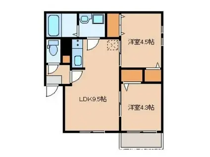 デフレNOB博多駅南(2LDK/2階)の間取り写真