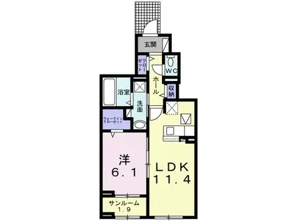 ステラ2ーMY(1LDK/1階)の間取り写真
