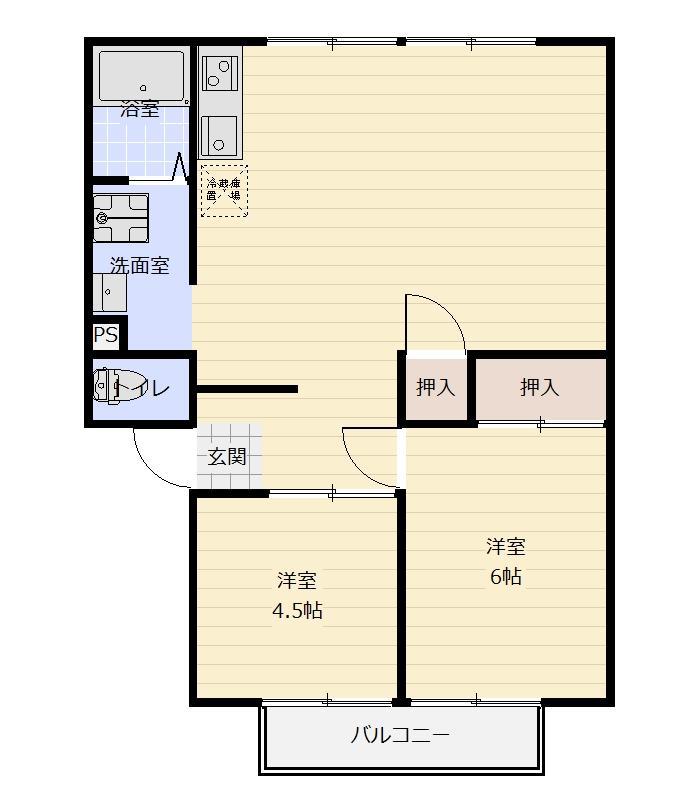 ファインライツ I(2LDK/2階)の間取り写真