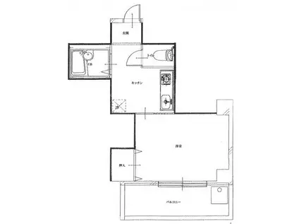 山荘ハイツ(1K/2階)の間取り写真