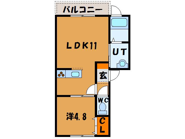 ラピスコート港(1LDK/3階)の間取り写真