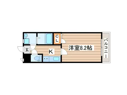 ボヌールIII(1K/3階)の間取り写真