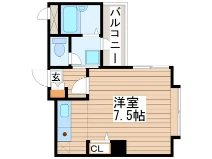 ベルシティ五橋(1K/2階)の間取り写真