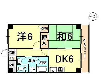 カーサMS(2DK/1階)の間取り写真