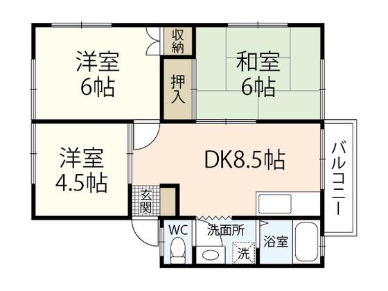 クレール川角(3LDK/2階)の間取り写真