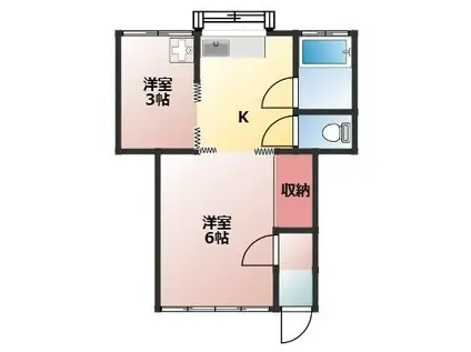 ハイツ柳生K(2K/2階)の間取り写真