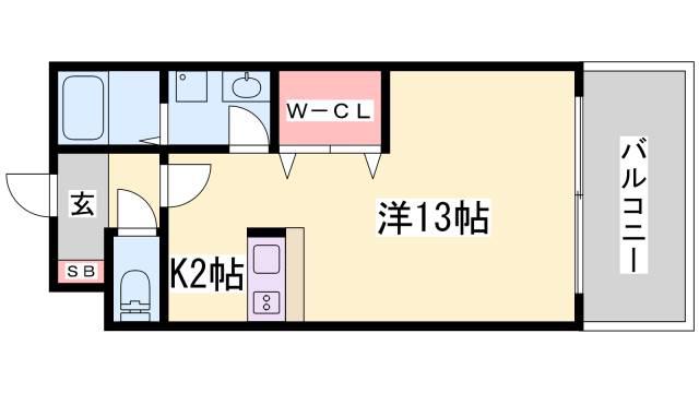デコール神戸II(1K/8階)の間取り写真