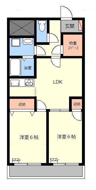 南晒屋コーポ(2LDK/4階)の間取り写真