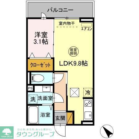 ガルデ妙典(1LDK/1階)の間取り写真