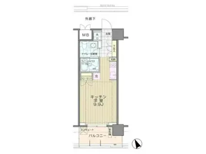 アンビエンテ芝浦(ワンルーム/9階)の間取り写真