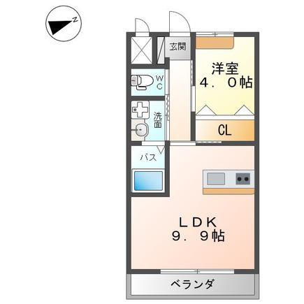 サンシャインヒル(1LDK/1階)の間取り写真